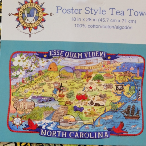 New with tags. NORTH CAROLINA TEA TOWEL poster style tea towel. KAY DEE DESIGNS - Picture 7 of 8